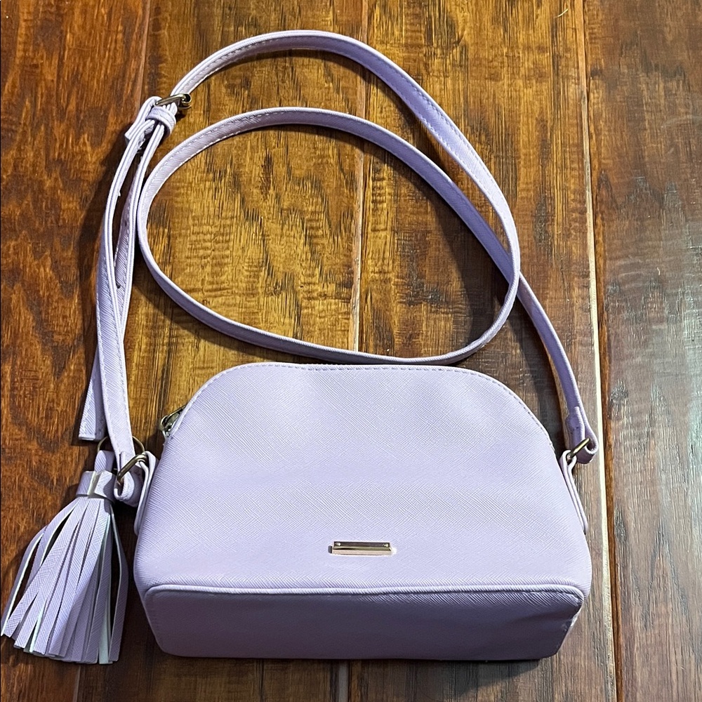 Icing Brand Lavender Crossbody Bag with Satin Finish.